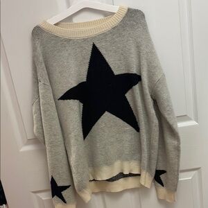 Star Patterned Gray and Black Sweater